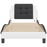 fehér és fekete ágykeret LED-ekkel matrac nélkül Zadar 90 x 200 cm