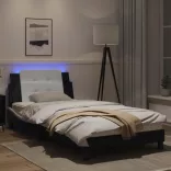 fekete és fehér ágykeret LED-ekkel matrac nélkül Zadar 100 x 200 cm
