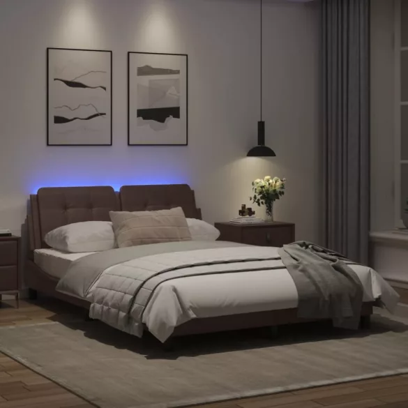 barna ágykeret LED-ekkel matrac nélkül Zadar 120 x 200 cm