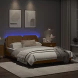 cappuccino színű ágykeret LED-ekkel matrac nélkül Zadar 120 x 200 cm
