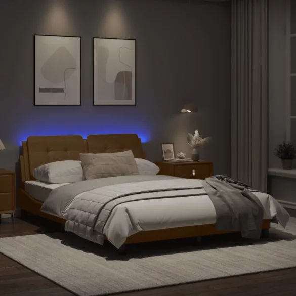 cappuccino színű ágykeret LED-ekkel matrac nélkül Zadar 120 x 200 cm