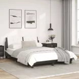 fekete és fehér ágykeret LED-ekkel matrac nélkül Zadar 140 x 190 cm