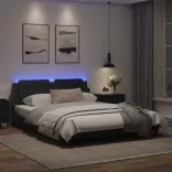 fekete ágykeret LED-ekkel matrac nélkül Zadar 160 x 200 cm