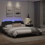 fekete ágykeret LED-ekkel matrac nélkül Zadar 180 x 200 cm