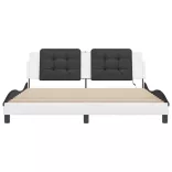 fehér és fekete ágykeret LED-ekkel matrac nélkül Zadar 180 x 200 cm