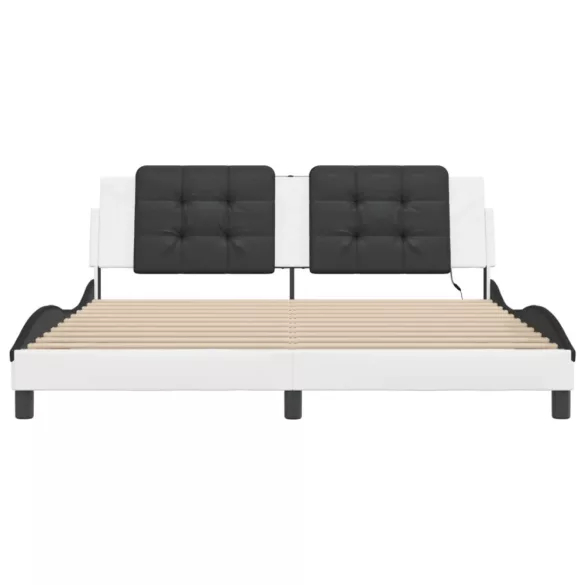 fehér és fekete ágykeret LED-ekkel matrac nélkül Zadar 180 x 200 cm