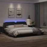 fekete ágykeret LED-ekkel matrac nélkül Zadar 200x200 cm