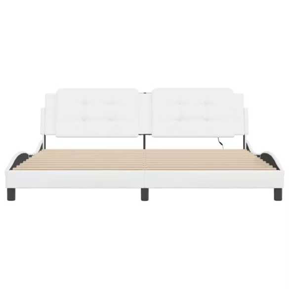 fehér ágykeret LED-ekkel matrac nélkül Zadar 200x200 cm