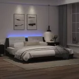 fekete és fehér ágykeret LED-ekkel matrac nélkül Zadar 200x200 cm