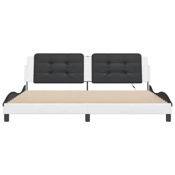 fehér és fekete ágykeret LED-ekkel matrac nélkül Zadar 200x200 cm
