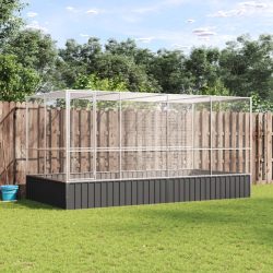   ezüst színű acél madárház kiterjesztésekkel 418 x 207 x 212 cm