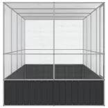 ezüst színű acél madárház kiterjesztésekkel 418 x 207 x 212 cm