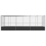 ezüstszínű acél madárház bővítménnyel 625x207x212 cm