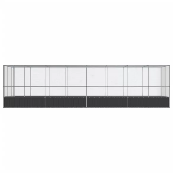 ezüstszínű acél madárház bővítménnyel 832x207x212 cm