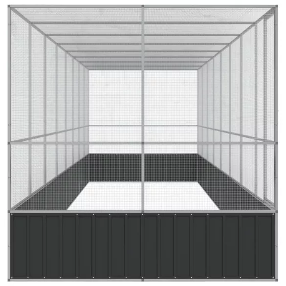 ezüstszínű acél madárház bővítménnyel 832x207x212 cm