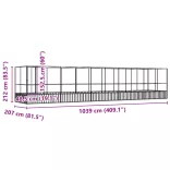 ezüstszínű acél madárház bővítménnyel 1039x207x212 cm