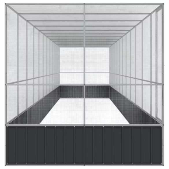 ezüstszínű acél madárház bővítménnyel 1246x207x212 cm