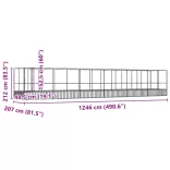 ezüstszínű acél madárház bővítménnyel 1246x207x212 cm