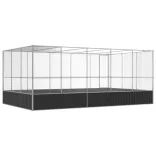 ezüstszínű acél madárház bővítménnyel 518x307x212 cm