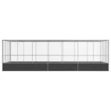 ezüstszínű acél madárház bővítménnyel 725x307x212 cm