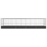 ezüstszínű acél madárház bővítménnyel 932x307x212 cm