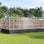 ezüstszínű acél madárház bővítménnyel 1139x307x212 cm