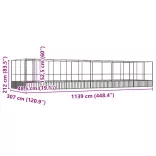 ezüstszínű acél madárház bővítménnyel 1139x307x212 cm