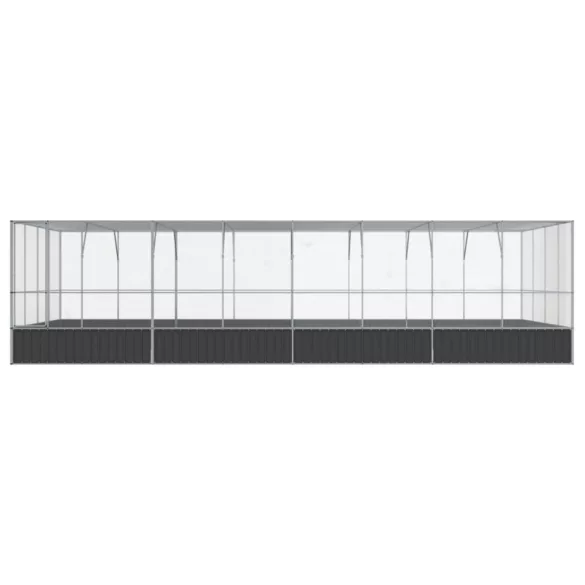 ezüstszínű acél madárház bővítménnyel 832x414x212 cm