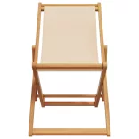 2 db bézs szövet és tömör fa összecsukható strandszék