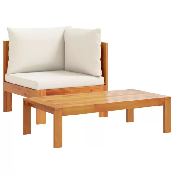 10 részes tömör akácfa kerti ülőgarnitúra párnával