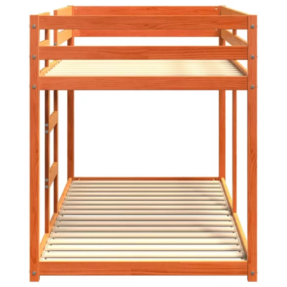 viaszbarna tömör fenyőfa emeletes ágy 90x200 cm