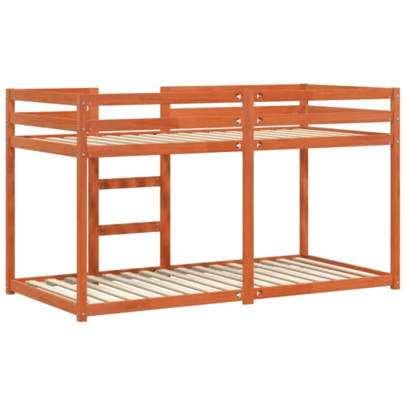 viaszbarna tömör fenyőfa emeletes ágy 90x190 cm