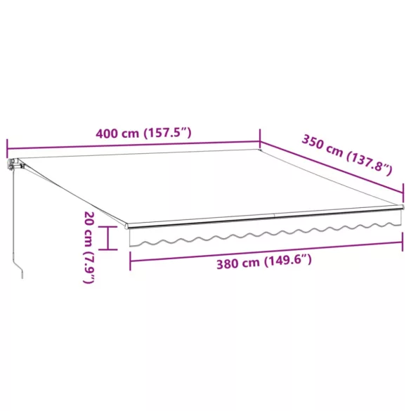 burgundi vörös kézzel kihúzható napellenző 400 x 350 cm