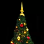 zöld megvilágított műkarácsonyfa gömbökkel 150 cm