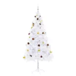 fehér megvilágított műkarácsonyfa gömbökkel 180 cm