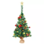 zöld megvilágított műkarácsonyfa gömbökkel 64 cm