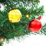 zöld megvilágított műkarácsonyfa gömbökkel 64 cm