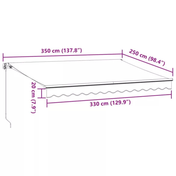 burgundi vörös kézzel kihúzható napellenző 350 x 250 cm