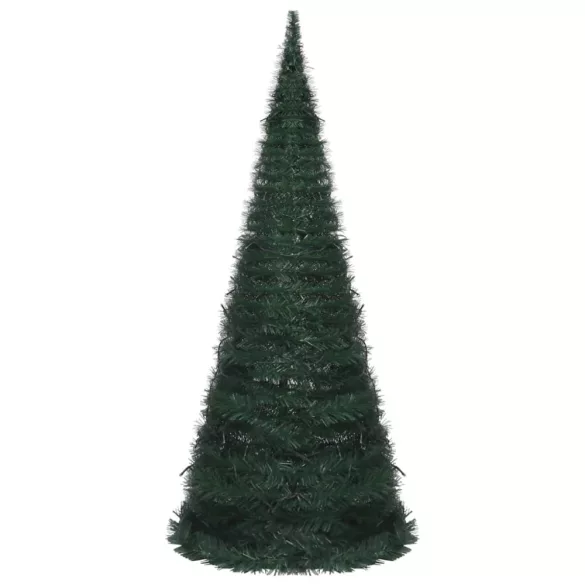 zöld elővilágított pop-up mű zsinórkarácsonyfa 210 cm