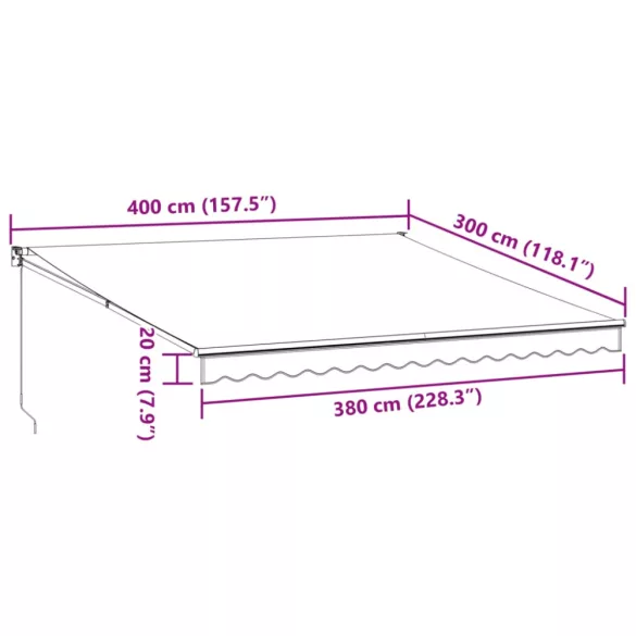 burgundi vörös kézzel kihúzható napellenző 400 x 300 cm