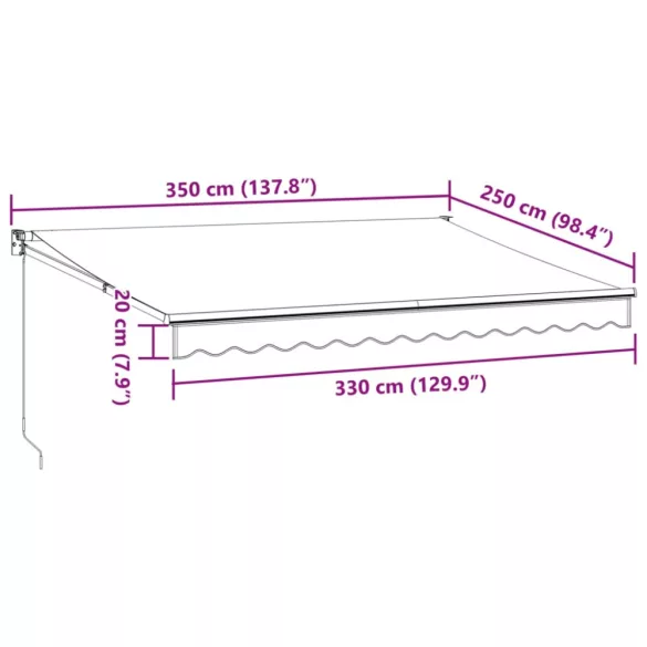 burgundi vörös kézzel kihúzható napellenző 350 x 250 cm