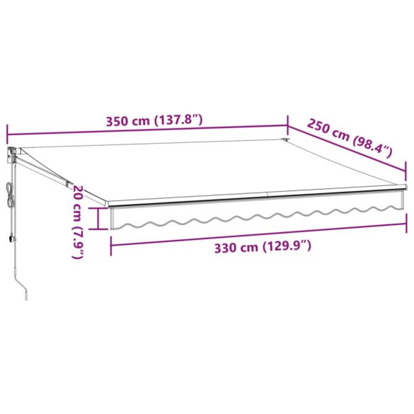 burgundi vörös automata behúzható napellenző 350 x 250 cm