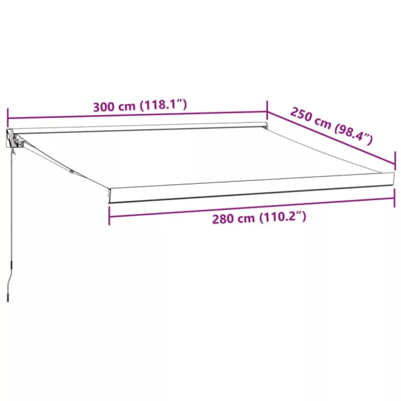 burgundi vörös kézzel kihúzható napellenző 300 x 250 cm