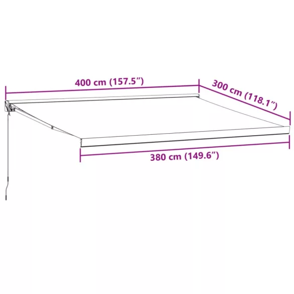 burgundi vörös kézzel kihúzható napellenző 400 x 300 cm