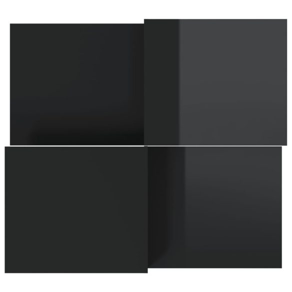 2 db magasfényű fekete szerelt fa dohányzóasztal