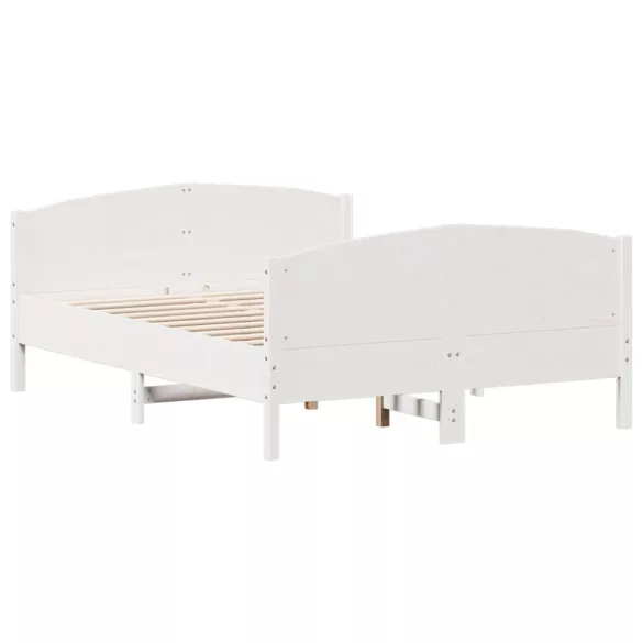 fehér tömör fenyőfa ágy matrac nélkül 140x190 cm