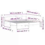 tömör fenyőfa ágy matrac nélkül 200 x 200 cm