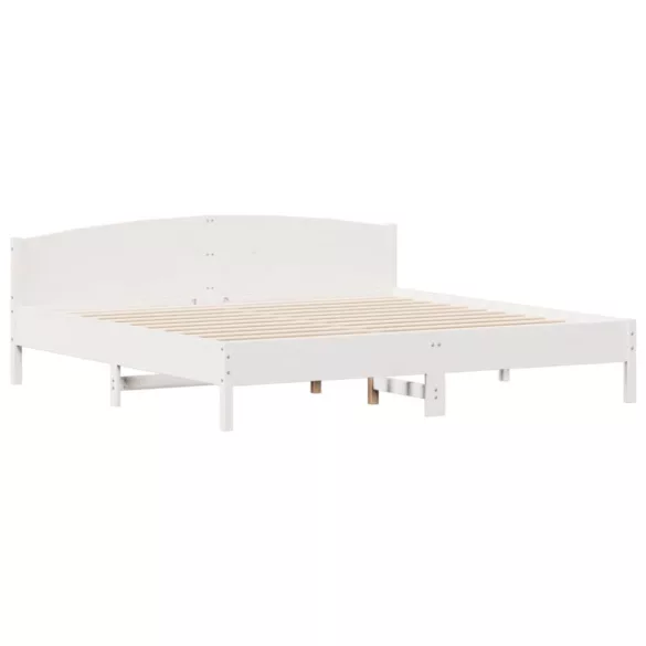 fehér tömör fenyőfa ágy matrac nélkül 200 x 200 cm