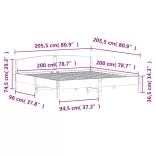 fehér tömör fenyőfa ágy matrac nélkül 200 x 200 cm