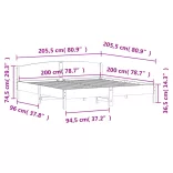 viaszbarna tömör fenyőfa ágy matrac nélkül 200 x 200 cm